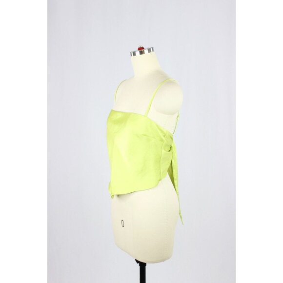 NWOT Aritzia SUNDAY BEST Elektra Green Satin Tie Back Cropped Tank Top, Size M - Picture 4 of 14